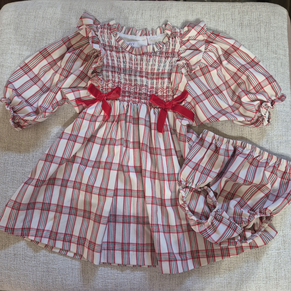 Iris & Ivy Red and Cream Plaid Holiday Dress